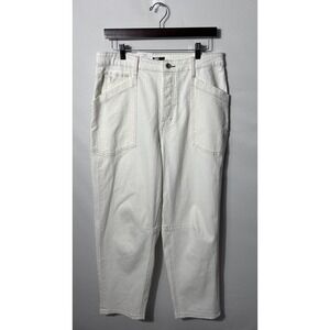 Frye Barrel Jean Womens 8 White Bone High Rise Cropped Relaxed Denim Jeans